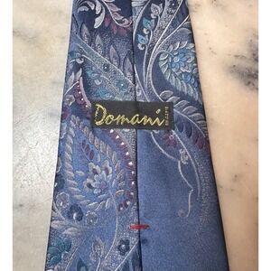 Vintage Domani Blue Floral Tie Made In USA